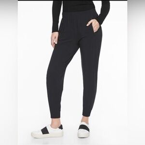 Athleta Cosmic Jogger Pants Gym Yoga Run Black Pull On Zipper Pockets Women XS